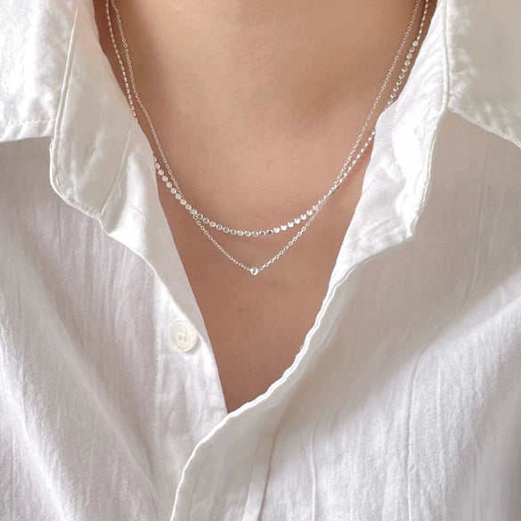 Necklace 925 Sterling Silver Geometric Cold Simple Niche Chic Style