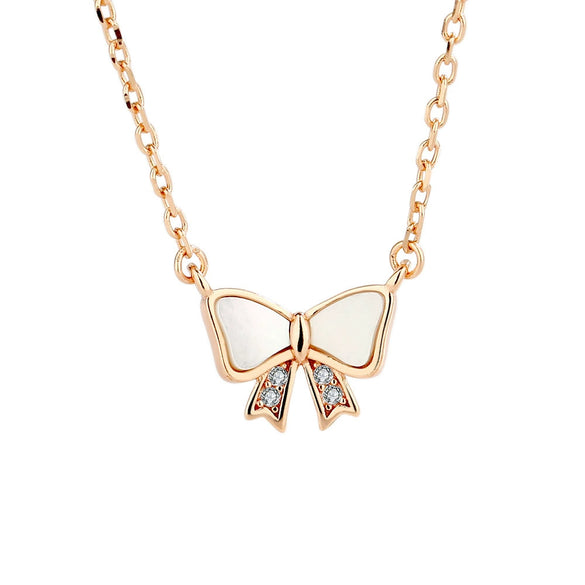 Necklace 925 Sterling Silver Geometric Heart Bow Design