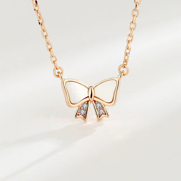 Necklace 925 Sterling Silver Geometric Heart Bow Design
