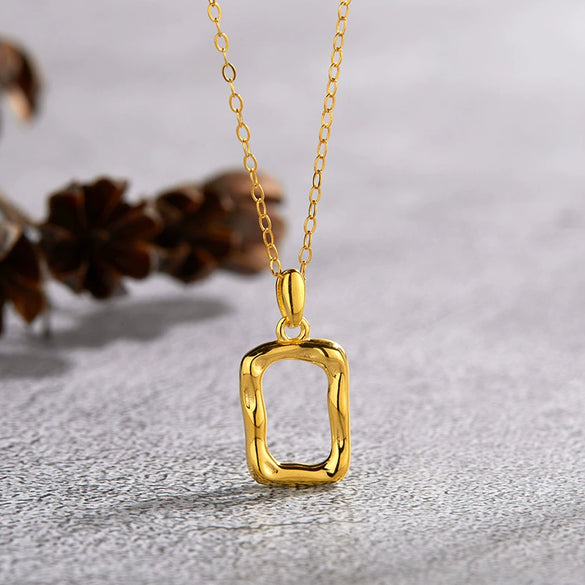 Necklace 925 Sterling Silver Geometric Irregular Texture Pearlescent Pendant