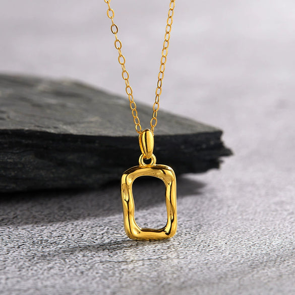 Necklace 925 Sterling Silver Geometric Irregular Texture Pearlescent Pendant