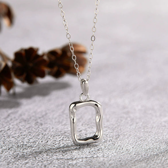 Necklace 925 Sterling Silver Geometric Irregular Texture Pearlescent Pendant