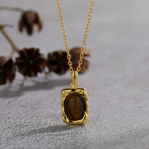 Necklace 925 Sterling Silver Geometric Irregular Texture Pearlescent Pendant