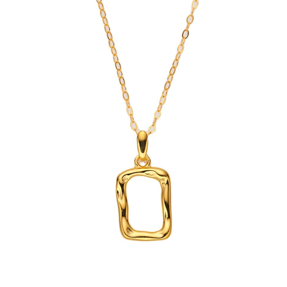 Necklace 925 Sterling Silver Geometric Irregular Texture Pearlescent Pendant