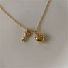 Necklace 925 Sterling Silver Geometric Love Key Snake Bone Chain Electroplated