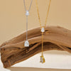 Necklace 925 Sterling Silver Geometric Microinlay Water Drop Zircon Yshaped Tassel Chain Unisex