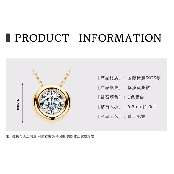 Necklace 925 Sterling Silver Geometric Moissanite Set With Diamonds Simple Style