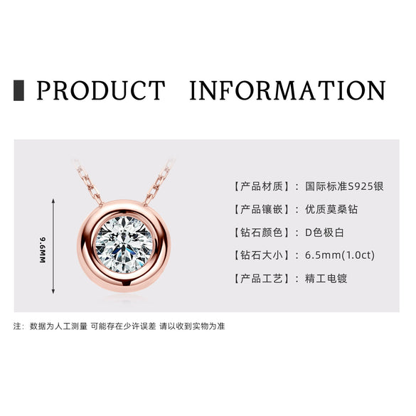Necklace 925 Sterling Silver Geometric Moissanite Set With Diamonds Simple Style