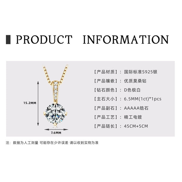 Necklace 925 Sterling Silver Geometric Moissanite Set With Diamonds Simple Style