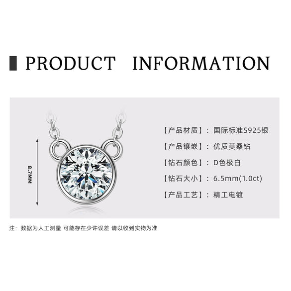 Necklace 925 Sterling Silver Geometric Moissanite Set With Diamonds Simple Style