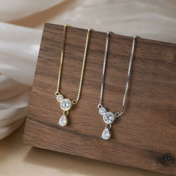 Necklace 925 Sterling Silver Geometric O Chain Micro Inlaid Zircon Electroplated Minimalist Design