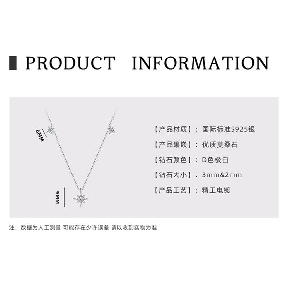 Necklace 925 Sterling Silver Geometric Pendant Set With Diamonds Minimalist Style For Women