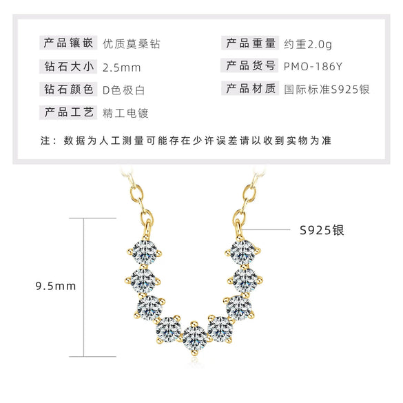 Necklace 925 Sterling Silver Geometric Pendant Set With Diamonds Minimalist Style For Women