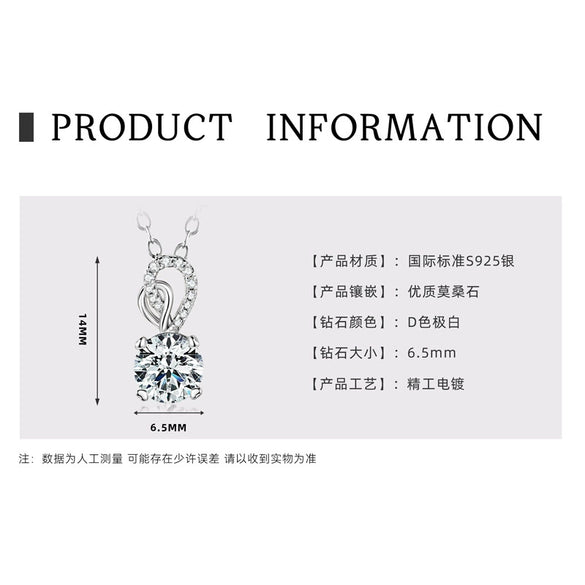 Necklace 925 Sterling Silver Geometric Pendant Set With Diamonds Minimalist Style For Women