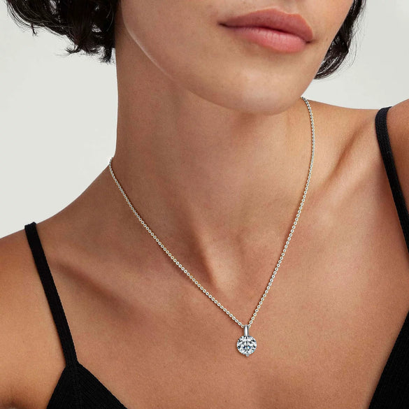 Necklace 925 Sterling Silver Geometric Pendant Set With Diamonds Minimalist Style For Women