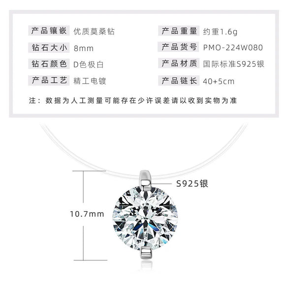 Necklace 925 Sterling Silver Geometric Pendant Set With Diamonds Minimalist Style For Women