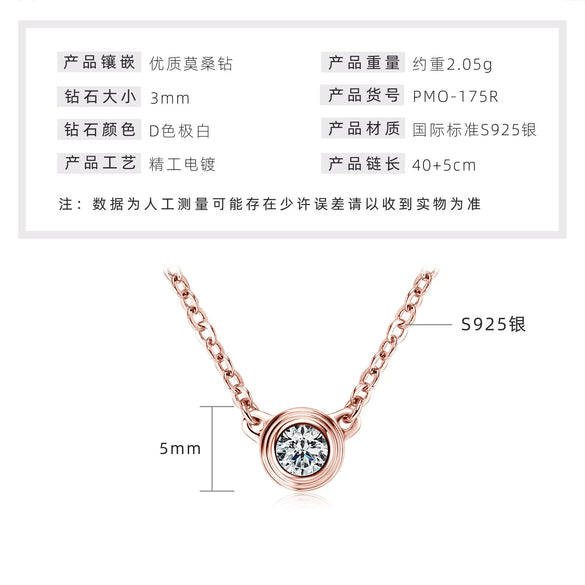 Necklace 925 Sterling Silver Geometric Pendant Set With Diamonds Minimalist Style For Women