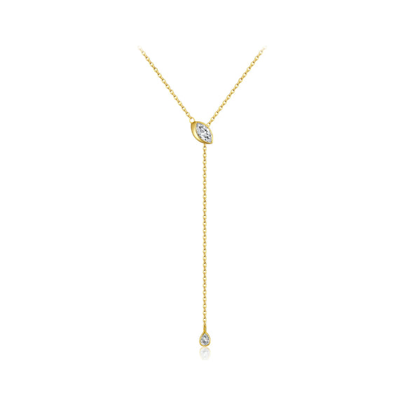 Necklace 925 Sterling Silver Geometric Style Cross Chain Electroplated Platinum 18K Gold