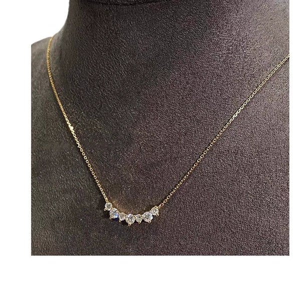 Necklace 925 Sterling Silver Geometric Zircon Pendant 18K Gold Plated Cross Chain Light Luxury Style For Women
