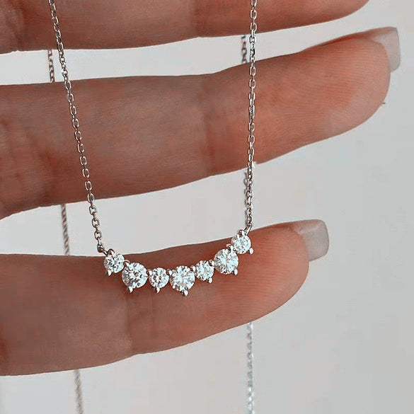 Necklace 925 Sterling Silver Geometric Zircon Pendant 18K Gold Plated Cross Chain Light Luxury Style For Women