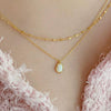 Necklace 925 Sterling Silver Opal Stone Geometric Style