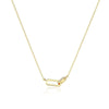 Necklace 925 Sterling Silver Oval Double Ring Geometric Style Gold Plated