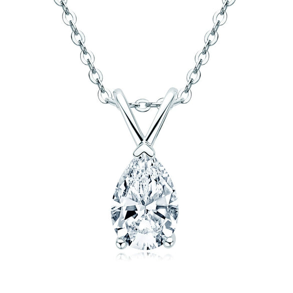 Necklace 925 Sterling Silver Pearshaped Moissanite Geometric Light Luxury Electroplated For Women