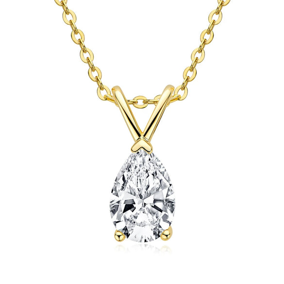 Necklace 925 Sterling Silver Pearshaped Moissanite Geometric Light Luxury Electroplated For Women
