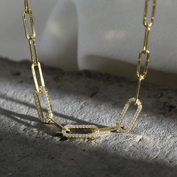 Necklace 925 Sterling Silver Punk Exaggerated Geometric Electroplated Female Hiphop Chain