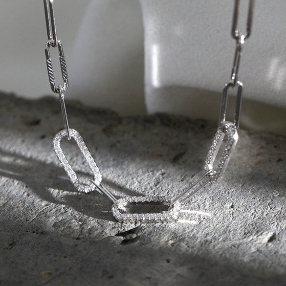 Necklace 925 Sterling Silver Punk Exaggerated Geometric Electroplated Female Hiphop Chain