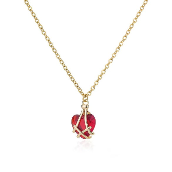 Necklace Synthetic Zircon Heart Shape Electroplated Snake Bone Chain Women's Jewelry