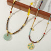 Necklace Tiger Eye Stone Natural Freshwater Pearl Green Aventurine Stainless Steel Geometric Vintage Handmade Women