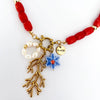 Necklace Titanium Steel Animal Zodiac Pattern Roasted Color Pearl Pendant