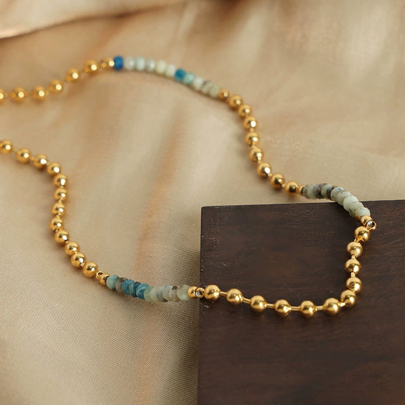 Necklace Titanium Steel Ball Natural Stone Agate Geometric Handmade Jewelry For Women