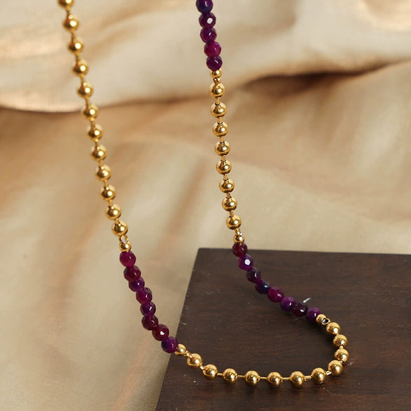 Necklace Titanium Steel Ball Natural Stone Agate Geometric Handmade Jewelry For Women