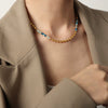 Necklace Titanium Steel Ball Natural Stone Agate Geometric Handmade Jewelry For Women