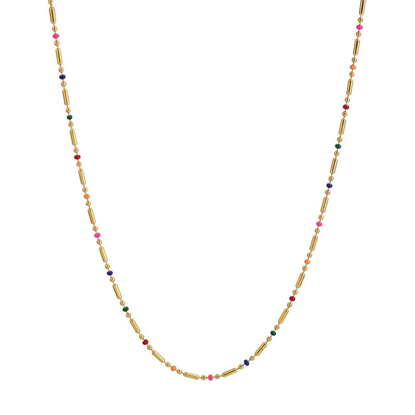 Necklace Titanium Steel Bohemian Geometric Dripping Oil Plated 18K Gold