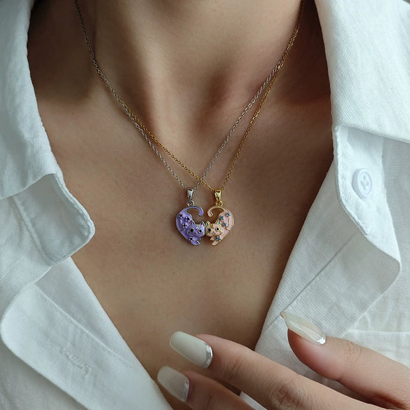 Necklace Titanium Steel Cat Animal Zodiac Magnetic Electroplating O Word Chain Light Luxury Fashionable Highend Versatile