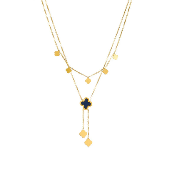 Necklace Titanium Steel Color Retaining Love Four Leaf Clover Shell Multiple Pendants Tassel Geometric Plant Flowers Style