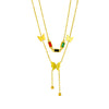 Necklace Titanium Steel Colorful Butterfly Tassel Doublelayer Glossy Frosted Electroplating
