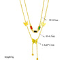 Necklace Titanium Steel Colorful Butterfly Tassel Doublelayer Glossy Frosted Electroplating