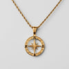 Necklace Titanium Steel Compass Round Hip Hop Trendy Electroplating Geometric Pendant Twist Chain
