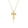 Necklace Titanium Steel Copper Bow Tassel 18K Gold Plated Electroplating For Women