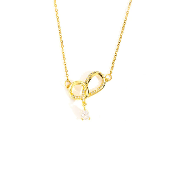 Necklace Titanium Steel Copper Bow Tassel Zircon Electroplating Women