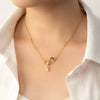 Necklace Titanium Steel Copper Bow Tassel Zircon Electroplating Women