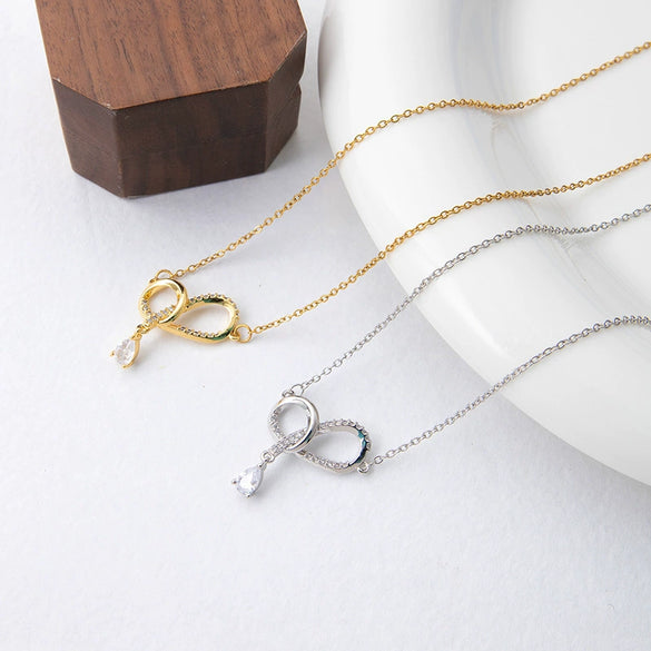 Necklace Titanium Steel Copper Bow Tassel Zircon Electroplating Women
