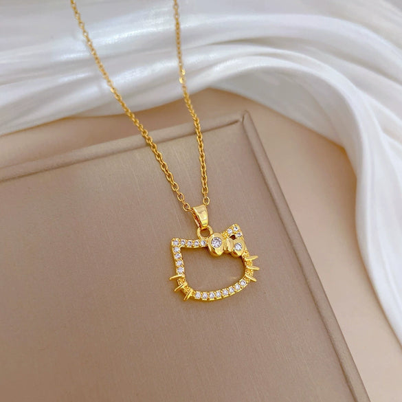 Necklace Titanium Steel Copper Bowknot Cat Geometric Light Luxury Elegant Gorgeous Unisex