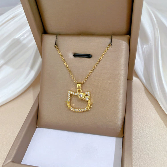 Necklace Titanium Steel Copper Bowknot Cat Geometric Light Luxury Elegant Gorgeous Unisex