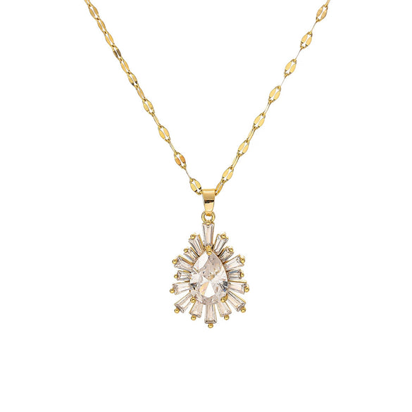 Necklace Titanium Steel Copper Diamondencrusted Geometric Light Luxury Women's Cross Chain Pendant