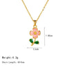 Necklace Titanium Steel Copper Dripping Oil Flower Pendant Light Luxury Women's